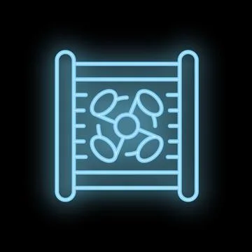Neon icon of computer cooler cooling system with fans glowing Stock Illustration