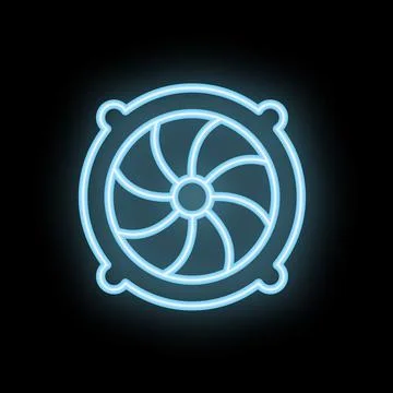Neon icon of computer cooler cooling fan cpu gpu Stock Illustration