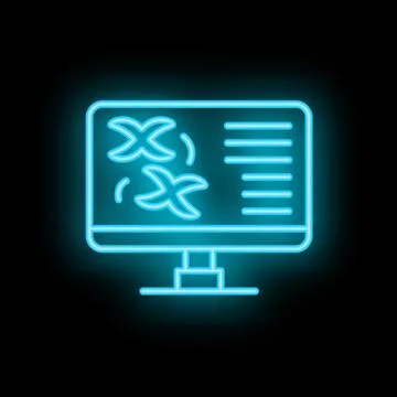 Neon icon of computer displaying dna structure representing bioinformatics .. Stock Illustration