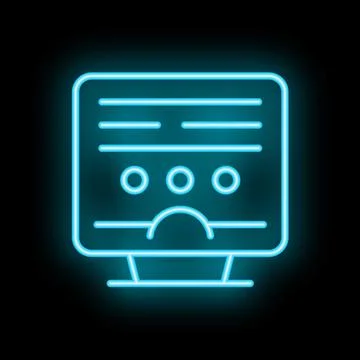 Neon icon of computer displaying survey results with feedback rating Stock Illustration