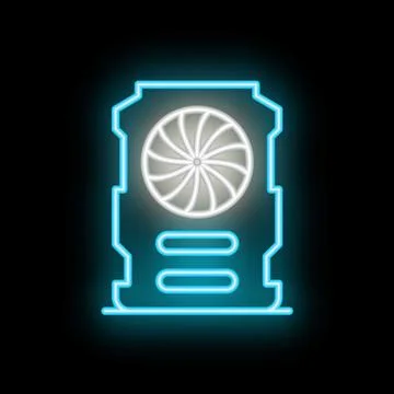 Neon icon of computer fan cooling system processor イラスト素材