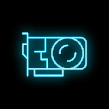 Neon icon of computer hardware component video card gpu Stock Illustration