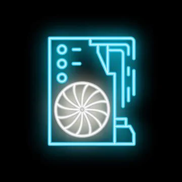 Neon icon of computer hardware cooling system with fan イラスト素材