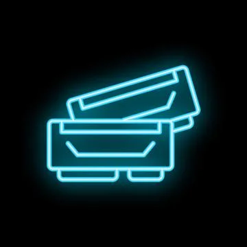 Neon icon of computer memory ram modules glowing on black background Stock Illustration