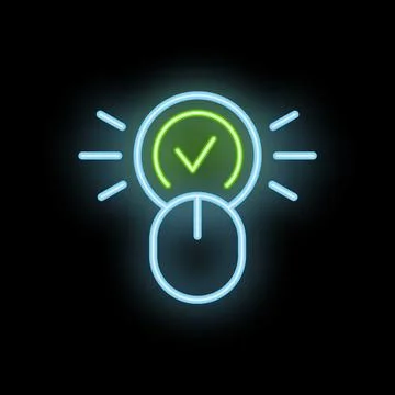 Neon icon of computer mouse clicking on check mark button イラスト素材