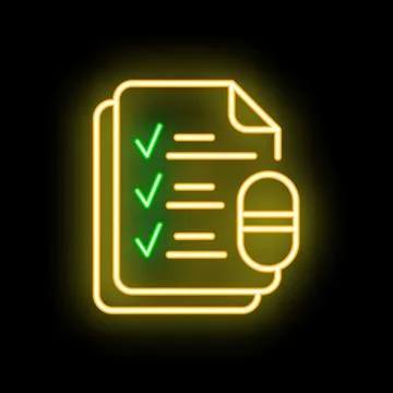 Neon icon of computer mouse clicking on checklist for online survey Illustrazione stock