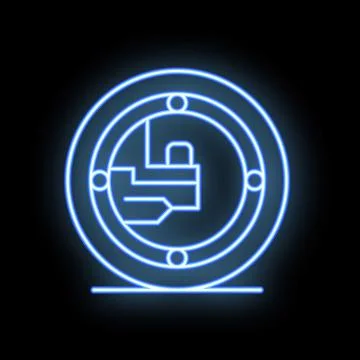 Neon icon of computer processor, cpu, chip, electronic circuit 스톡 일러스트