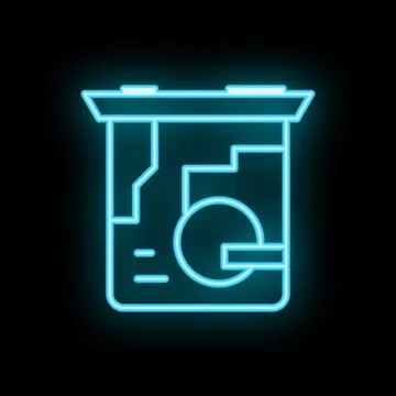 Neon icon of computer processor glowing on dark background Stock-Illustration