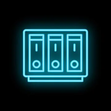 Neon icon of computer server showing concept of data storage Stock Illustration