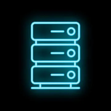 Neon icon of computer server showing data storage Illustrazione stock