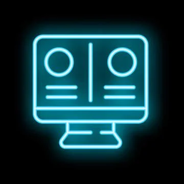 Neon icon of computer showing comparison of two options Stock Illustration