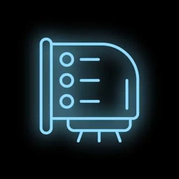 Neon icon of a computer showing a to do list on black background Stock Illustration