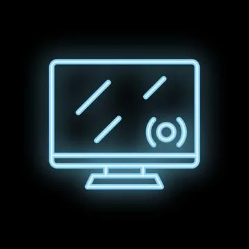 Neon icon of computer showing loading screen symbol Stock Illustration