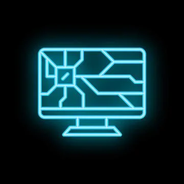 Neon icon of computer showing printed circuit board Stockillustratie