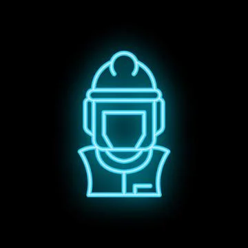 Neon icon of construction worker wearing hard hat and safety vest Stock Illustration