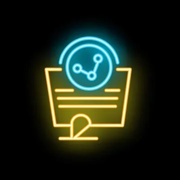 Neon icon of content management system with sharing function Stock Illustration