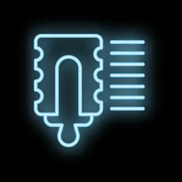 Neon icon of a cpu chip processing data with lines representing speed Stock Illustration