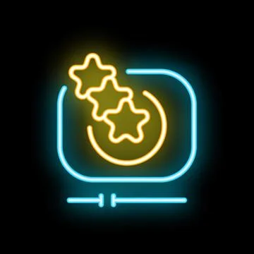 Neon icon of customer loyalty program with stars displaying increasing sati.. イラスト素材