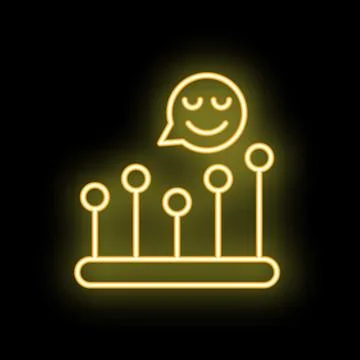 Neon icon of customer satisfaction survey showing positive feedback Stock Illustration