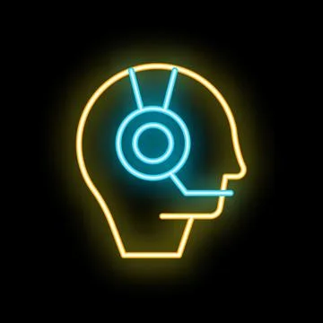 Neon icon of a customer service representative wearing a headset Stock Illustration