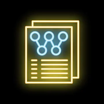 Neon icon of data analysis report representing business intelligence Stock Illustration