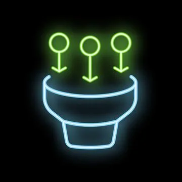 Neon icon of data being processed showing concept of big data Stock Illustration