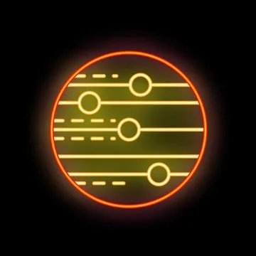 Neon icon of data processing with lines and circles moving Stock Illustration