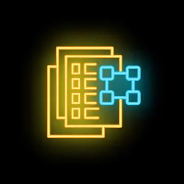Neon icon of data processing showing concept of digitalization Stock Illustration