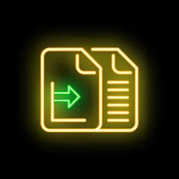 Neon icon of data transferring from one document to another Illustrazione stock