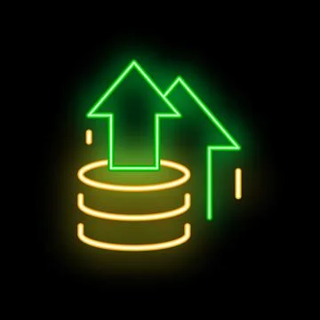 Neon icon of data transferring uploading to database Stock Illustration