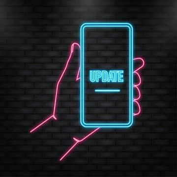 Neon Icon. Data update or synchronize with bar process. Update on laptop and イラスト素材
