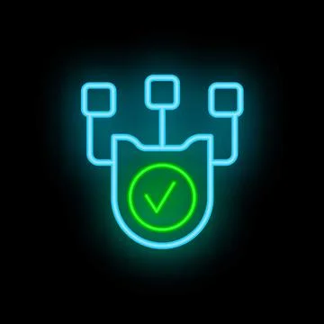 Neon icon of database security presenting data protection and privacy Stock Illustration