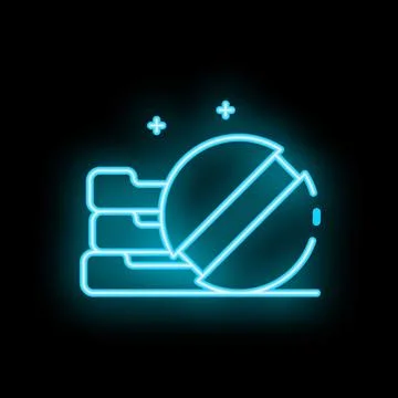 Neon icon of database with stop sign representing data breach Stock Illustration