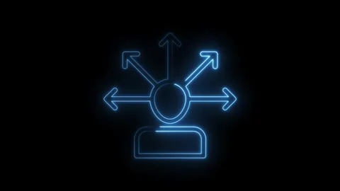 Neon icon of a decision maker with multiple options on a black background Stock Footage 322983252