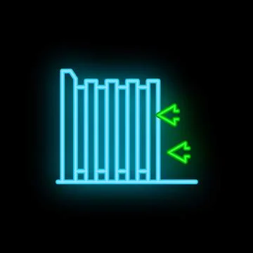 Neon icon of decreasing bar chart showing negative trend Stock Illustration