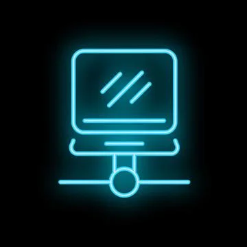 Neon icon of desktop computer connecting to server Stock Illustration