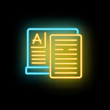 Neon icon of digital document displaying editing process on black background イラスト素材