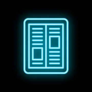 Neon icon of digital tablet displaying news feed on its screen イラスト素材