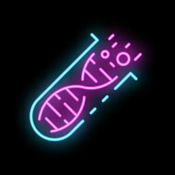 Neon icon of dna structure being altered in test tube Stockillustratie
