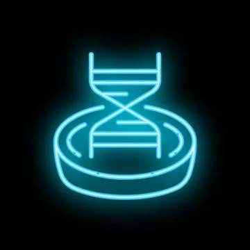 Neon icon of dna structure representing biotechnology and genetic research Illustrazione stock