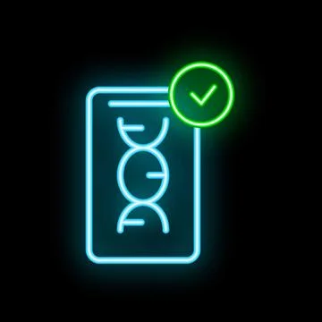 Neon icon of dna testing result showing success status Illustrazione stock