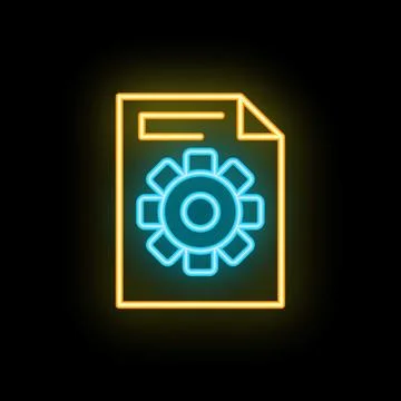 Neon icon of document with cogwheel representing project management イラスト素材
