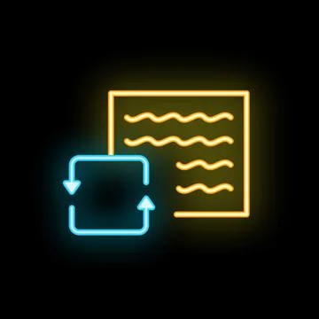 Neon icon of document editing, updating and refreshing Stock Illustration