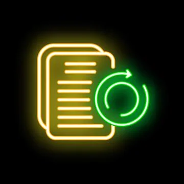 Neon icon of document management system updating Illustrazione stock