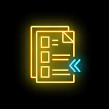 Neon icon of document rewinding showing editing process Stock Illustration