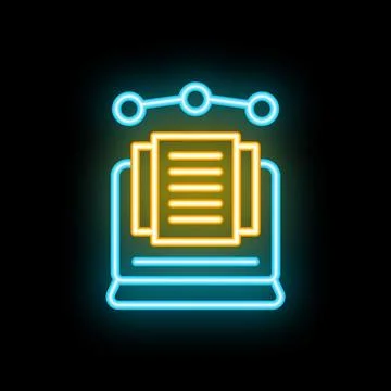 Neon icon of document sharing on laptop for online collaboration イラスト素材