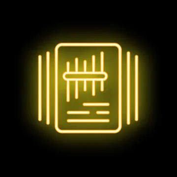 Neon icon of document with switches representing software settings panel Stock Illustration