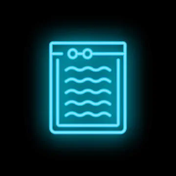 Neon icon of a document with text appearing on black background Stock Illustration