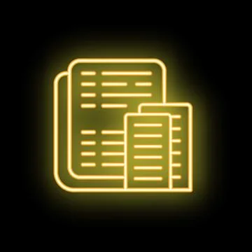 Neon icon of documents for business and finance Stock Illustration