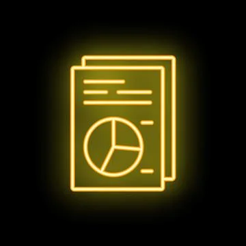 Neon icon of documents with charts representing business reports 스톡 일러스트